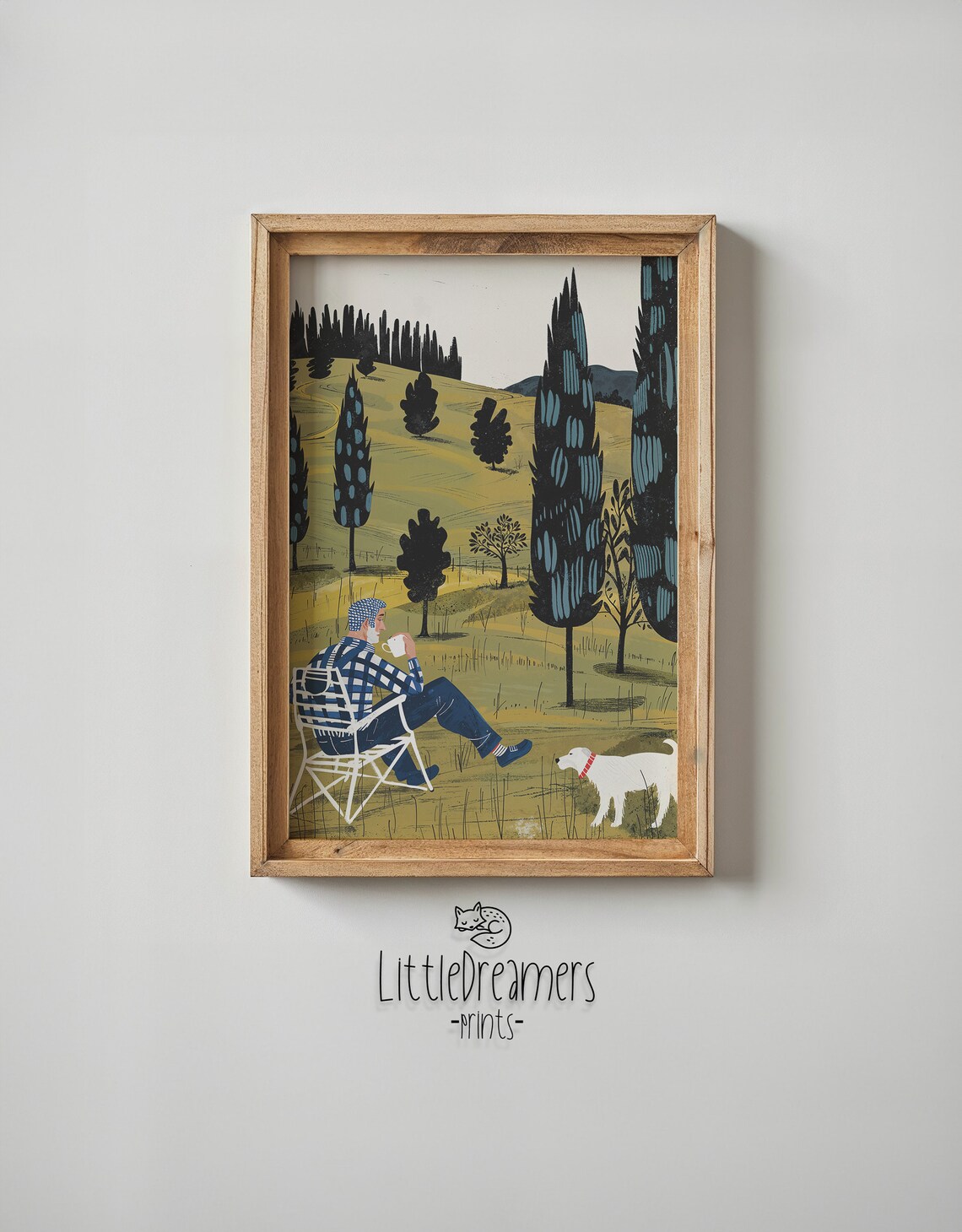 Man Coffee White Dog Cypress Hills Golden Countryside Wall Poster - Image 6