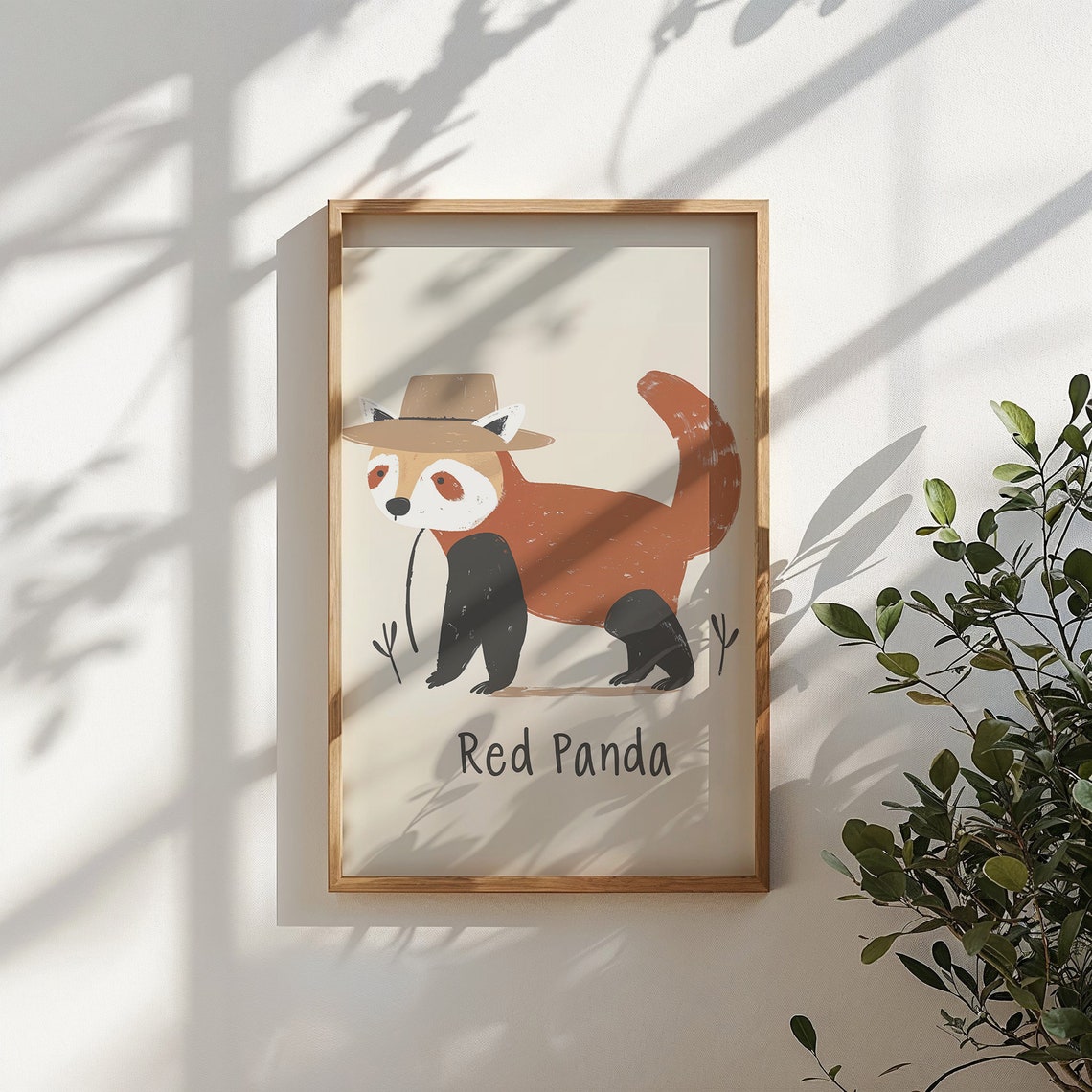 Red Panda Wearing Hat Beige Background Kids Nursery Bedroom Art Poster - Image 4