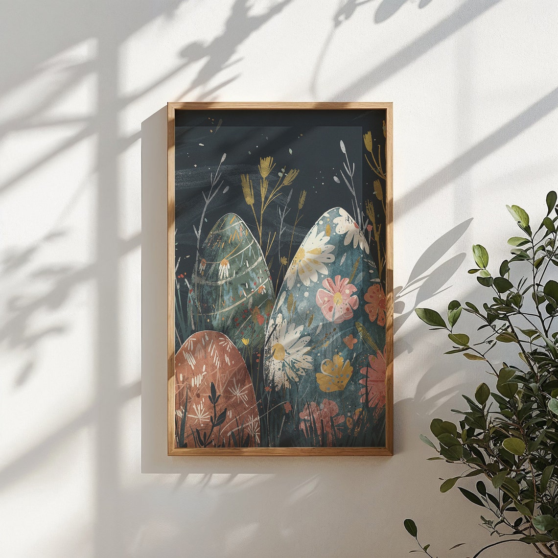 Floral Painted Easter Eggs Night Garden Dark Botanical Poster - Image 5