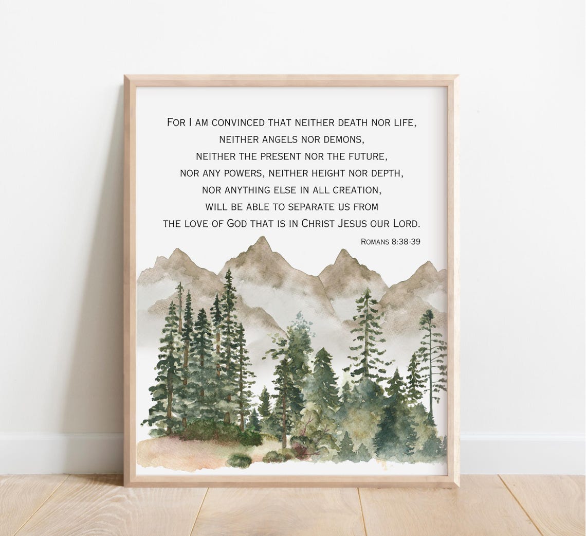 Romans 8:38-39 Nothing Can Separate Us Scripture Watercolor Poster
