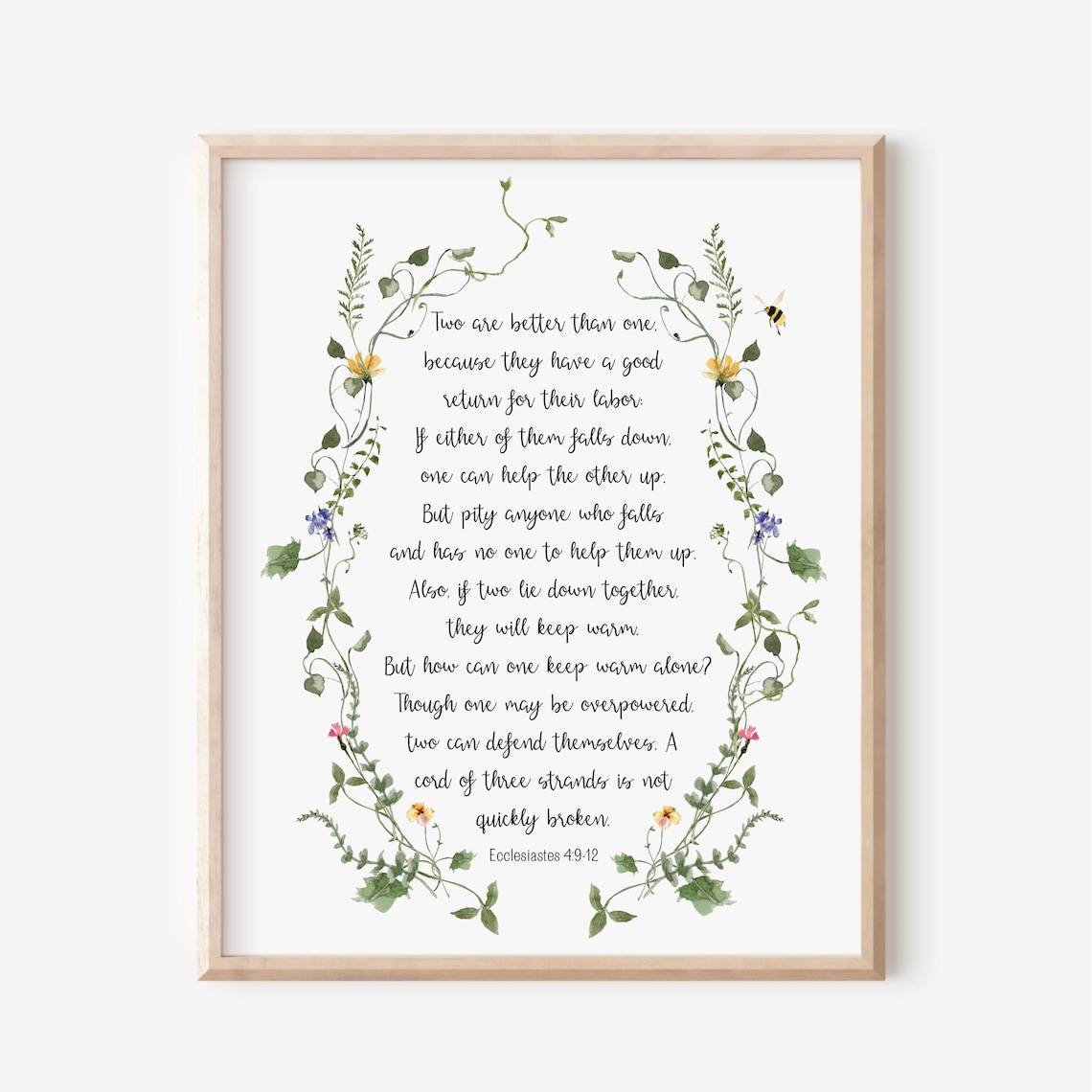 Ecclesiastes 4:9-12 Two Are Better Than One Floral Vine Scripture Poster