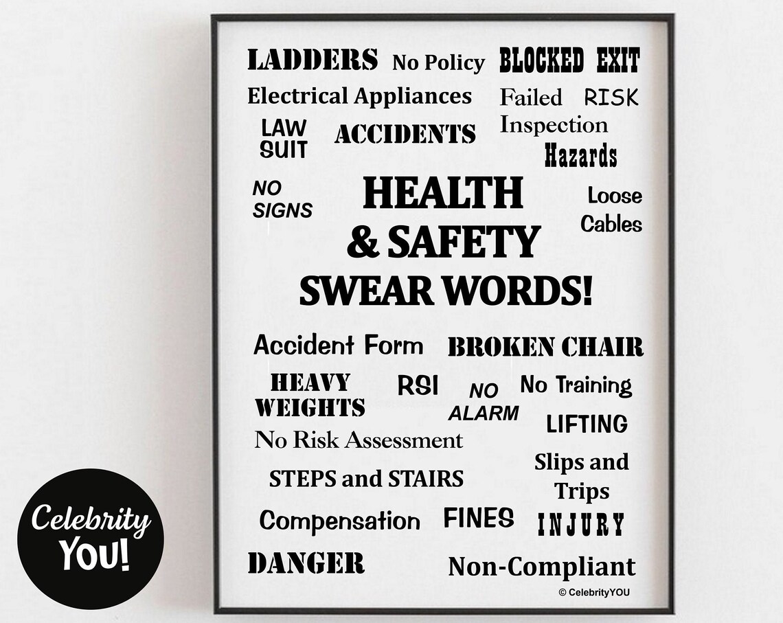 Health Safety Swear Words Funny Office Art Print