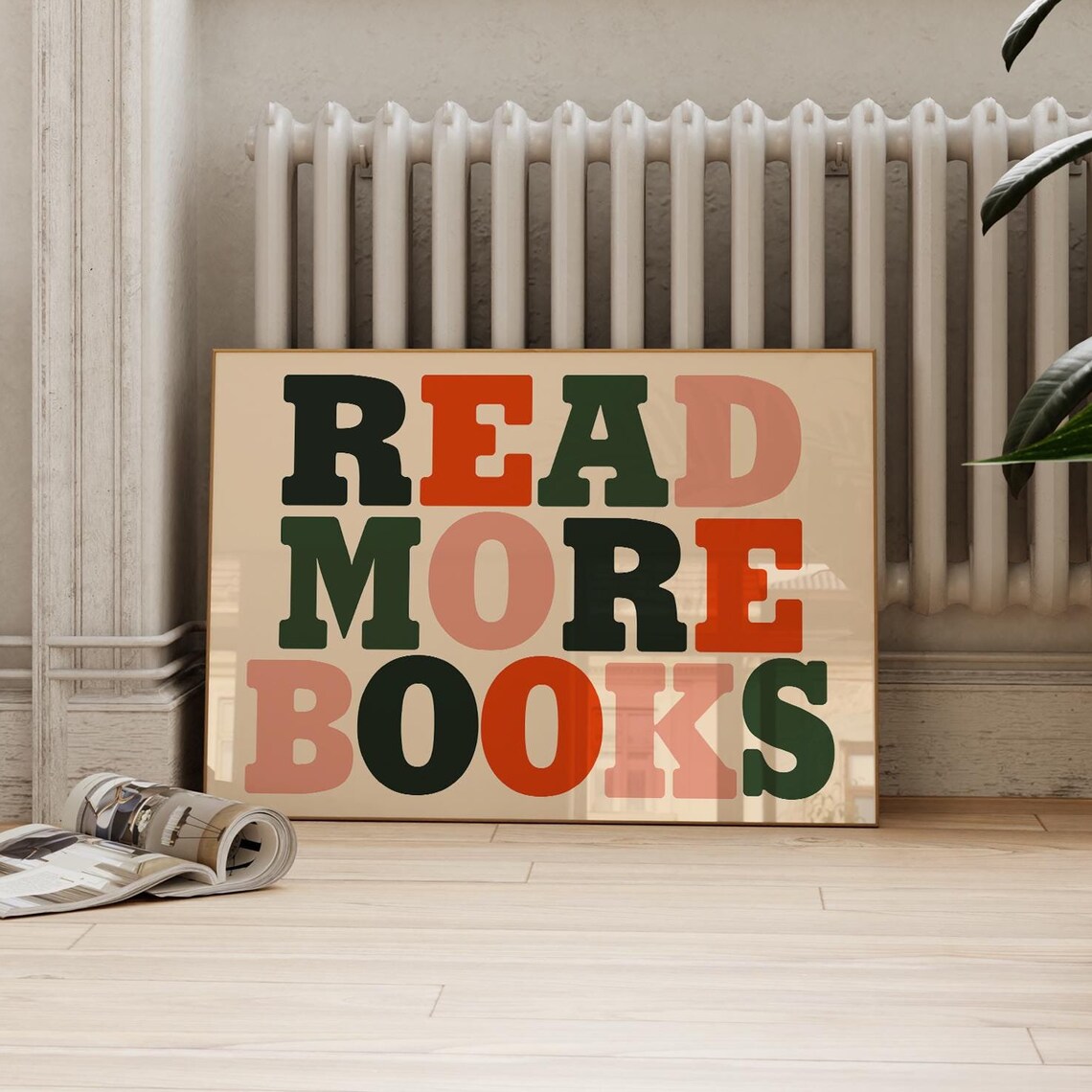 Retro Books Read More Mid-Century Art Print