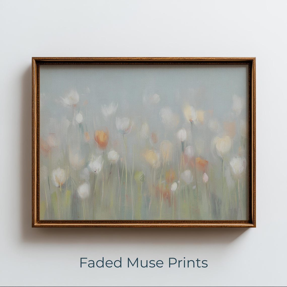 Impressionist Wildflower Field Print Soft Pastel Floral Meadow Art