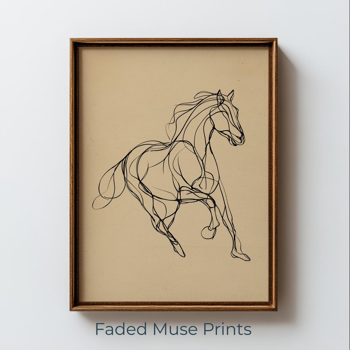 Galloping Horse Single Line Drawing Minimalist Horse Art Print