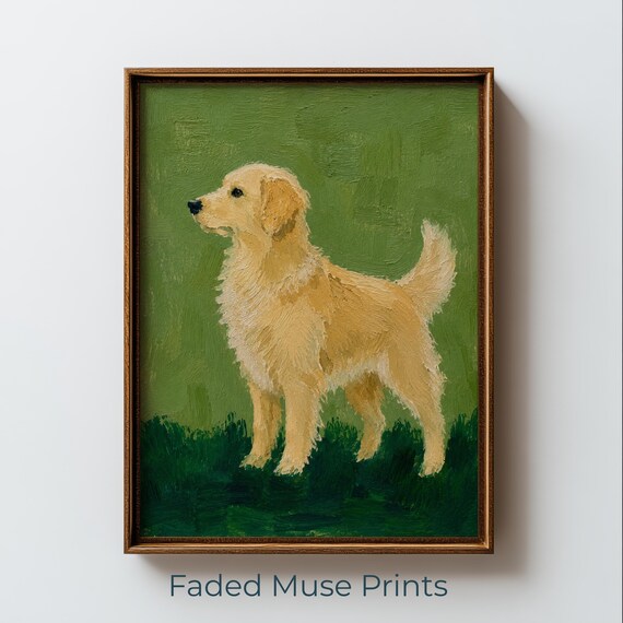 Vintage Golden Retriever Portrait Dog Painting Printable Wall Art Digital Download 2676