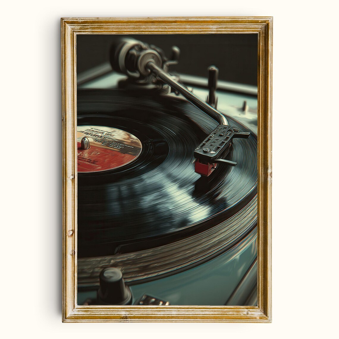 Vintage Record Player Print Moody Music Room Wall Art Digital Download