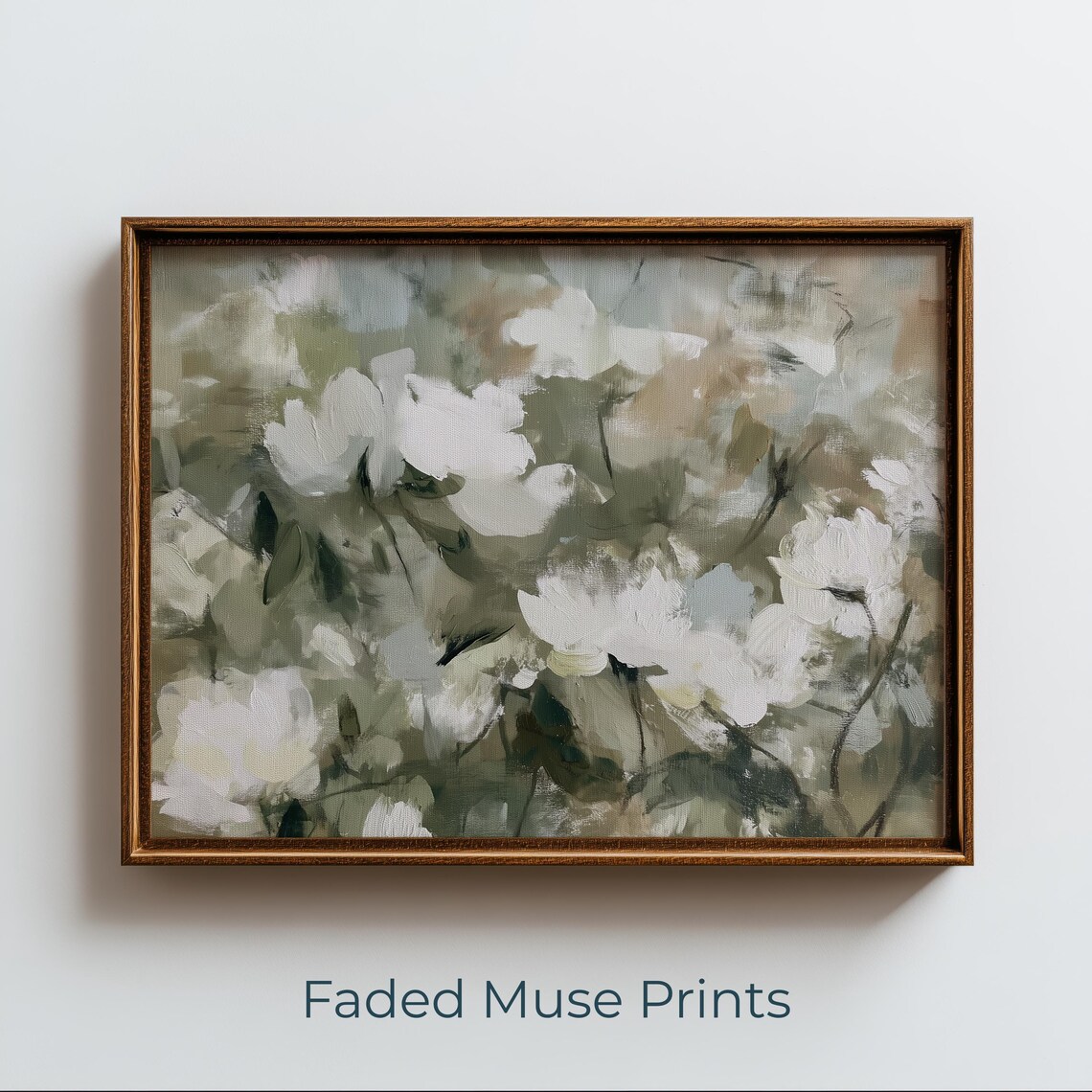 Soft White Blossom Impressionist Painting Neutral Floral Poster