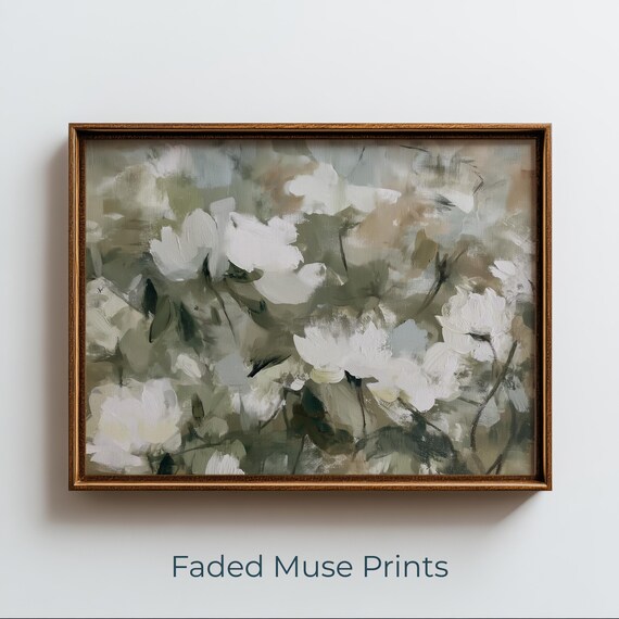Soft White Blossom Impressionist Painting Neutral Floral Poster