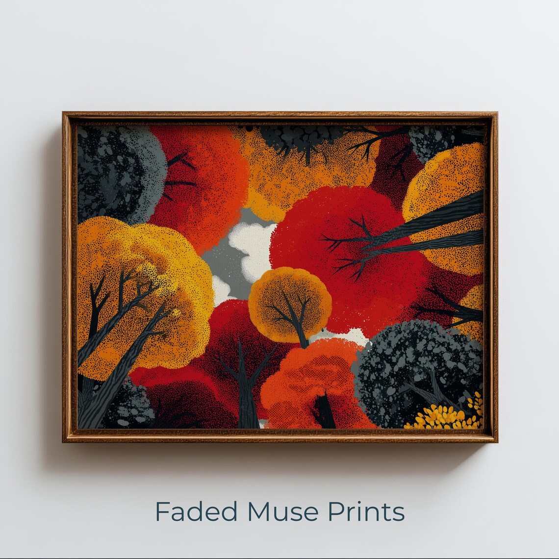 Aerial Autumn Forest Canopy Bold Graphic Fall Trees Printable Wall Art Digital Download 3118