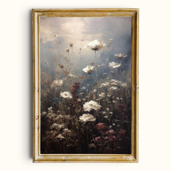 Vintage Wildflower Meadow Poster, Botanical Decor