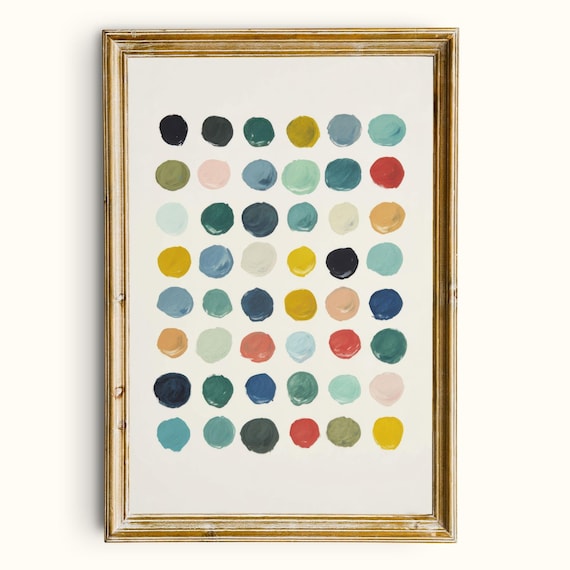 Colorful Polka Dot Art Print Mid Century Modern Playful Decor Digital Download