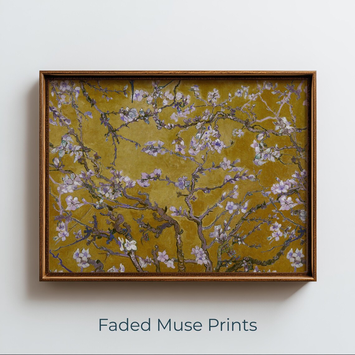 Van Gogh Style Almond Blossom On Gold Vintage Botanical Floral Art Poster