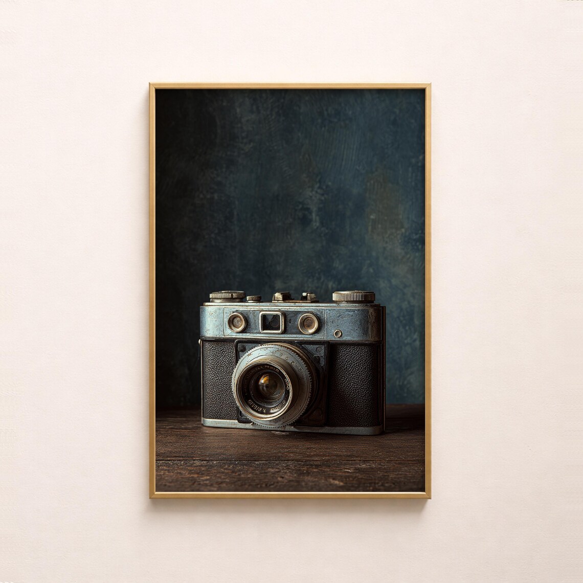 Vintage Rangefinder Film Camera Moody Rustic Still Life Poster