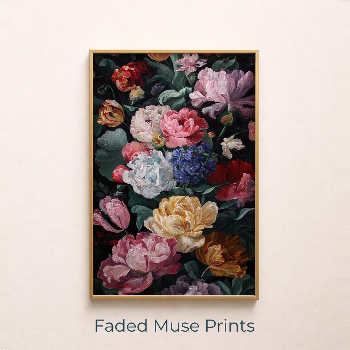 Romantic Floral Still Life, Vintage Blooms Art Print