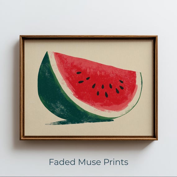 Vintage Watermelon Slice Art Retro Kitchen Decor Illustration Digital Download 2291