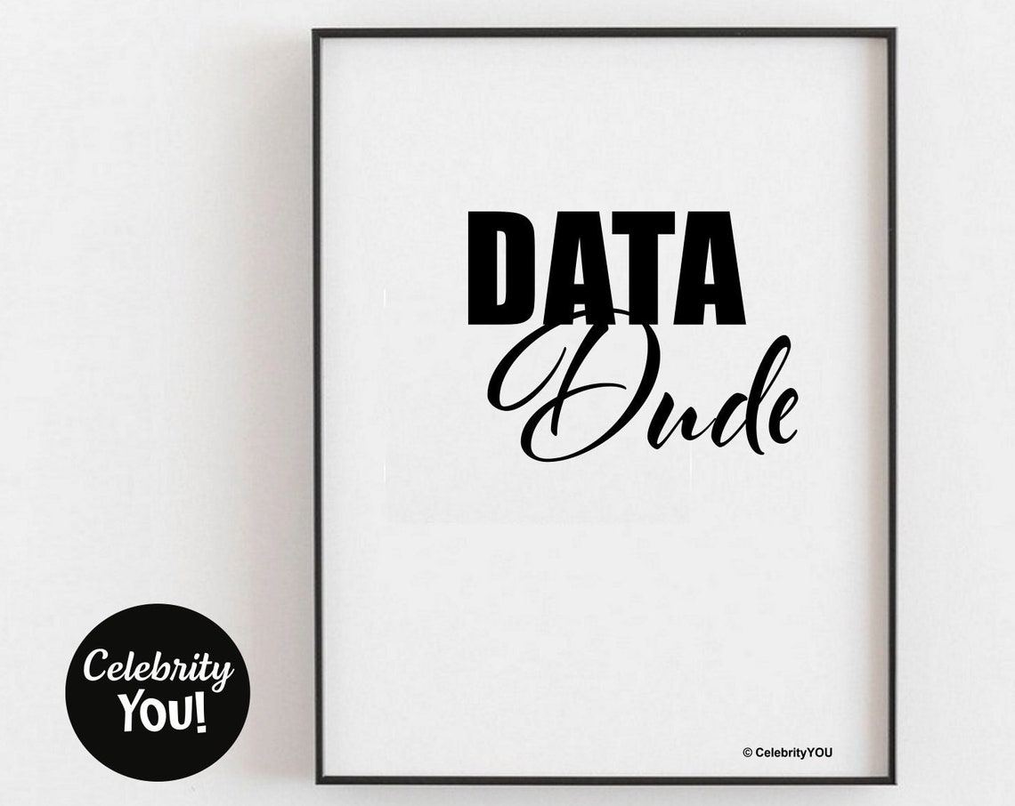 Data Dude Bold Typography Data Analyst Nerd Office Gift Wall Art