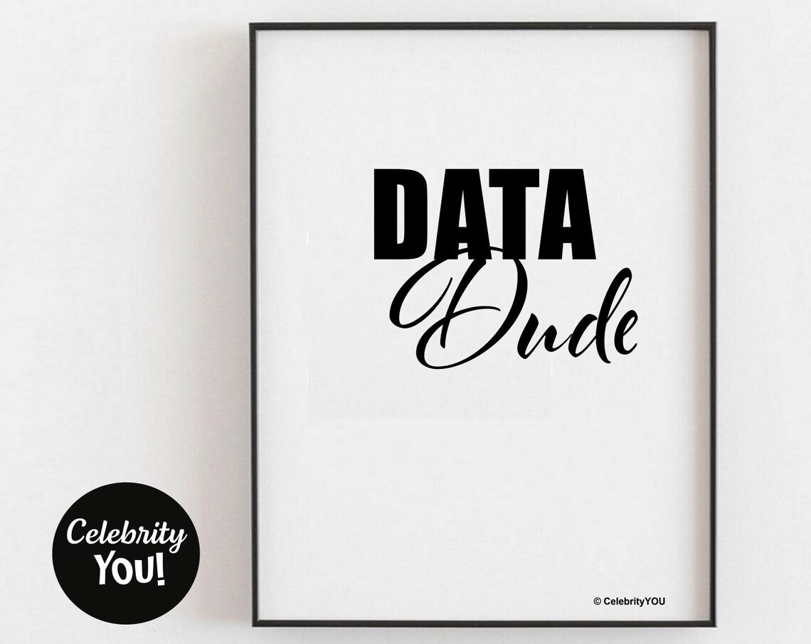 Data Dude Print Office Decor Data Analyst Gift Data Nerd Big Data Scientist Poster Cute Funny Job Title Desk Sign Secret Santa
