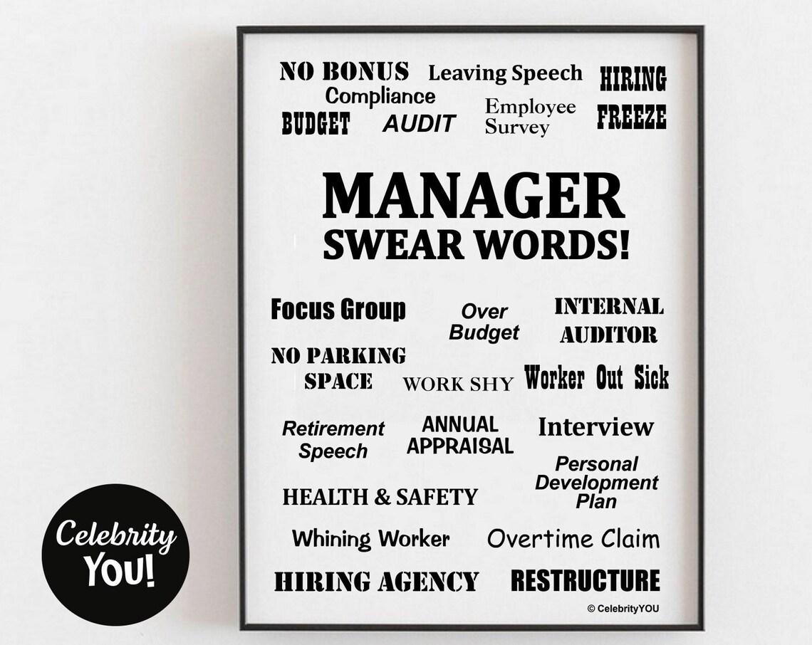 Manager Swear Words Funny Office Humor Art Print