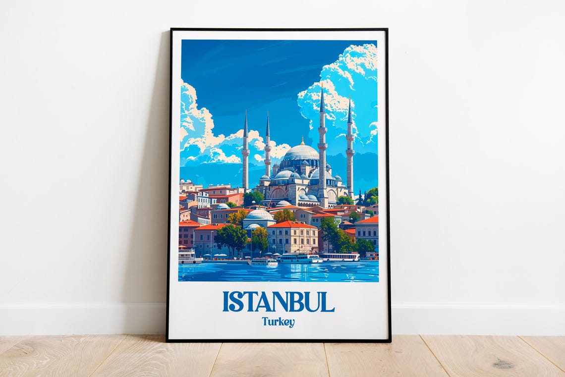 Istanbul Travel Poster Skyline Art Print