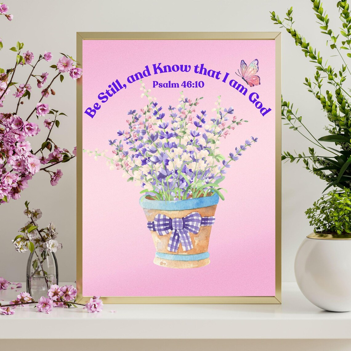 Be Still And Know That I Am God Psalm 46:10 Watercolor Floral Poster - Image 5