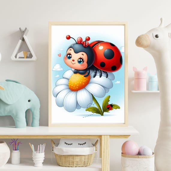 Lovely Little Ladybug Cute Nursery Wall Art Kids Room Decor