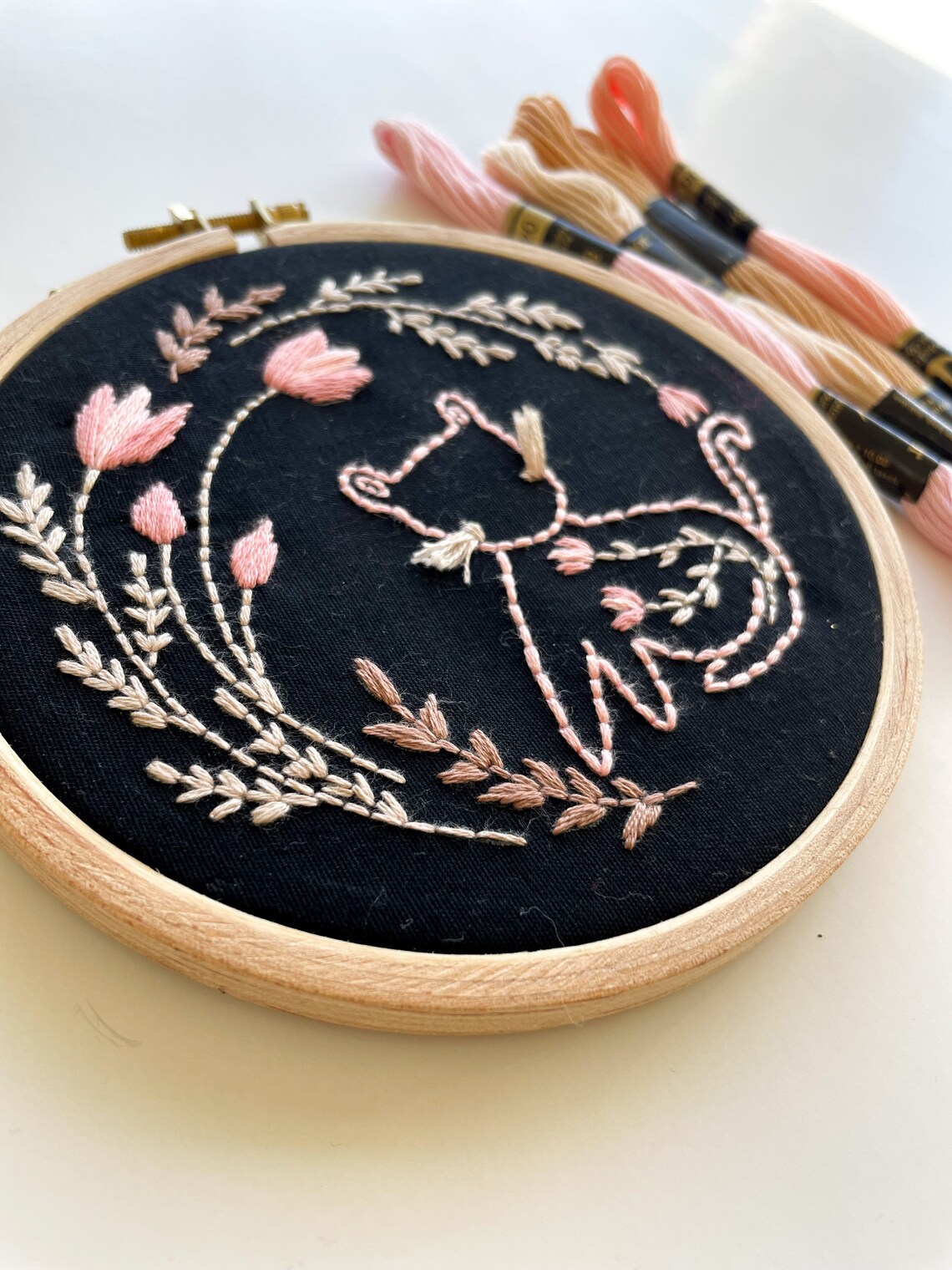 Cat Embroidery Art Print, Christmas Gift For Her - Image 2