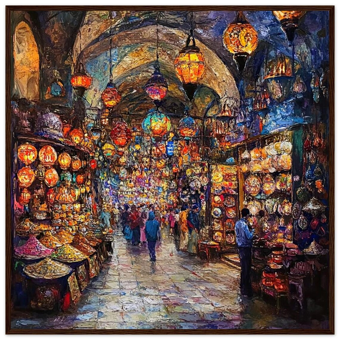 Grand Bazaar Istanbul Oil Painting Colorful Lanterns Market Poster