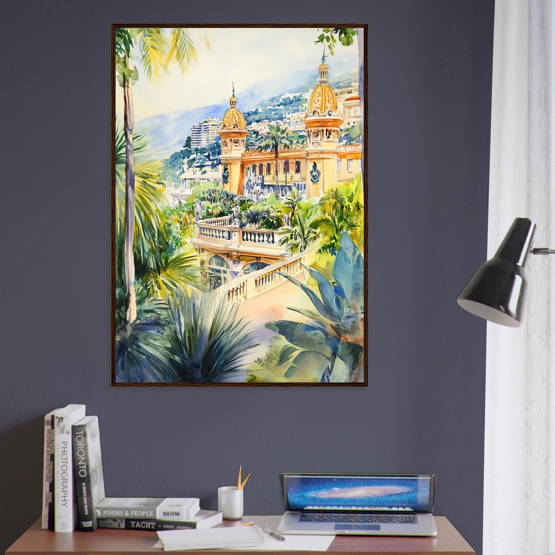 Monte Carlo Casino Watercolor Travel Poster, Monaco - Image 2