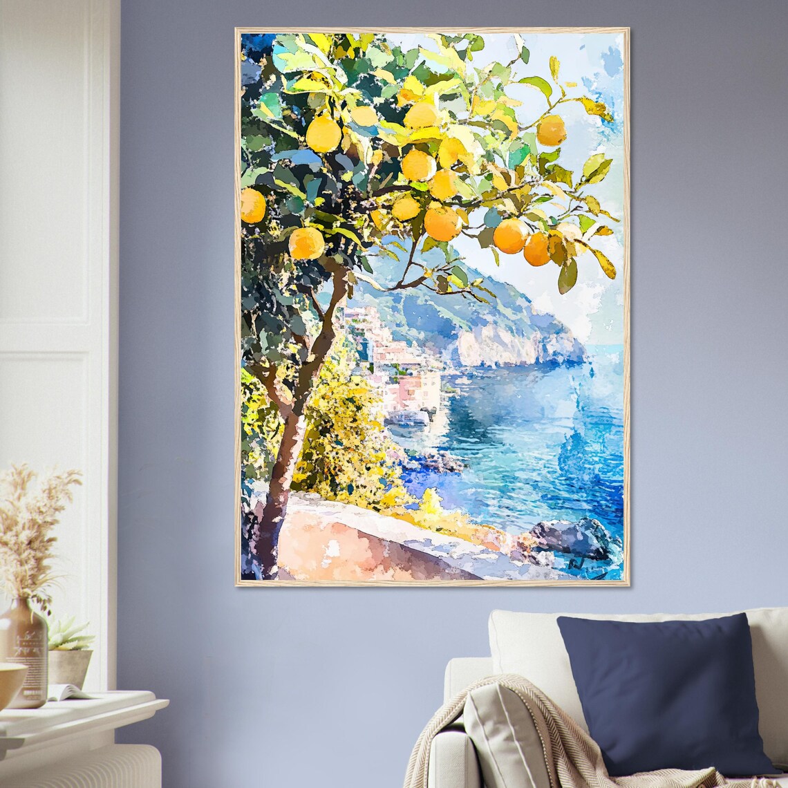 Portofino Lemon Tree Italian Riviera Coast Watercolor Poster - Image 2