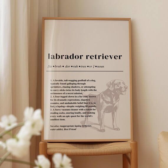 Labrador Retriever Definition Print Minimalist Dog Lover Wall Art