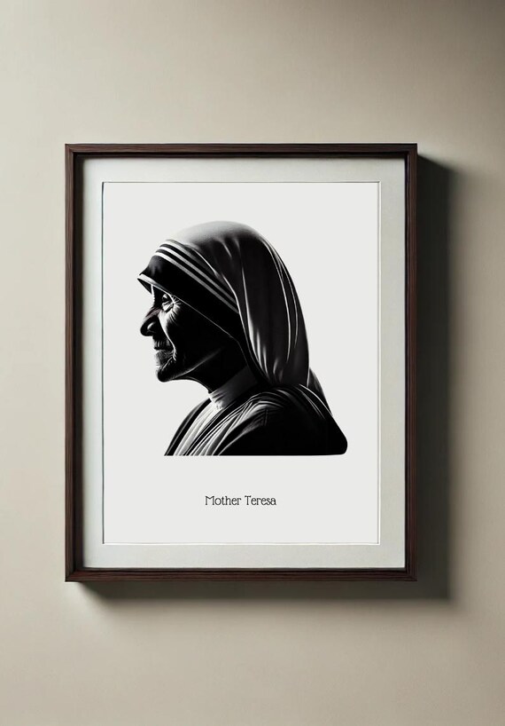 Mother Teresa Profile Silhouette Inspirational Portrait Poster