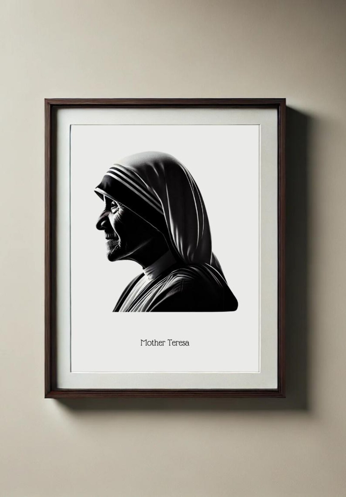 Mother Teresa Profile Silhouette Inspirational Portrait Poster