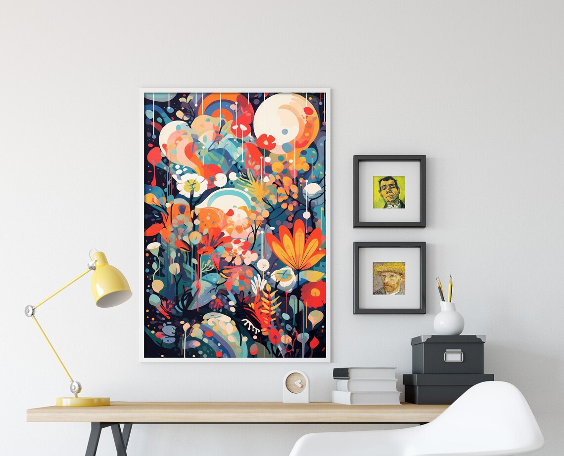 Colorful Abstract Flower Garden Burst Vibrant Modern Botanical Print - Image 4