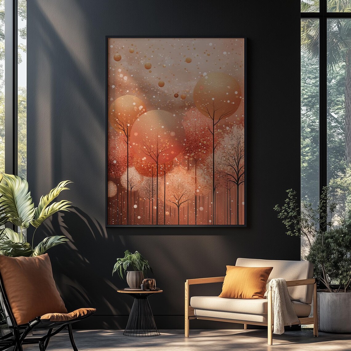 Yayoi Kusama-Inspired Abstract Trees, Japanese Landscape - Image 3