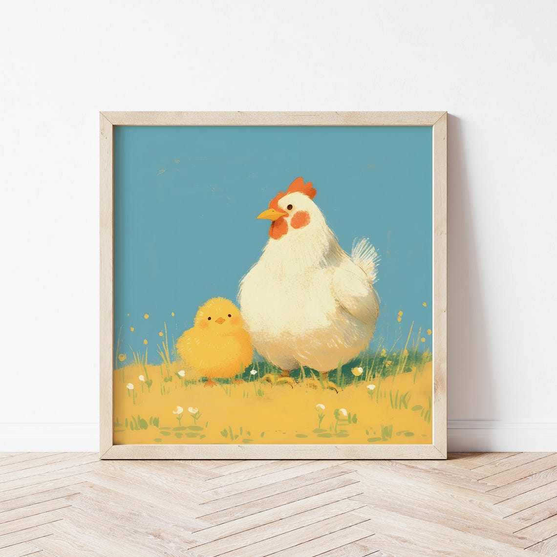 Rooster And Chick Illustration Of Chick Wall Art Of Animal Farm Print Of Birthday Gifts Of Rooster Wall Dcor Of Nursery Wall Art