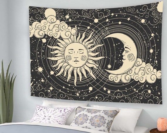 Tapestry Sun Tapestry Moon Tapestry Bedroom Decor Minimalist Tapestry Tapestry Design Tapestry Art Gift For Her Custom Tapestry