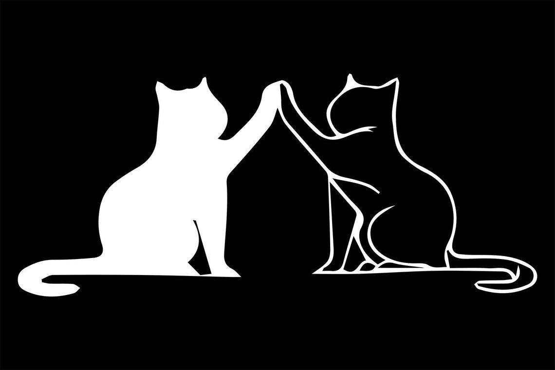 Yin Yang Cats Black White Minimalist Cat Lovers Cute Wall Art Decor - Image 3