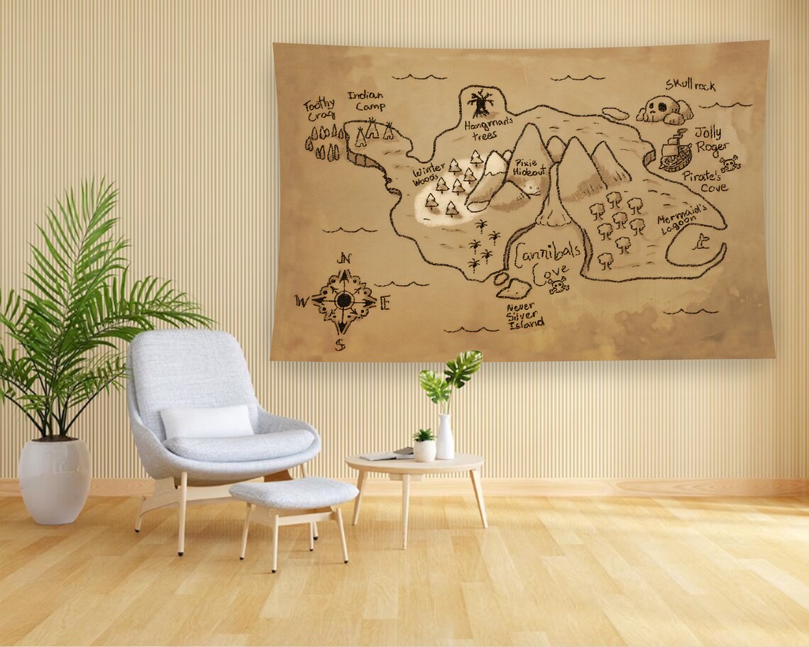 Peter Pan Neverland Treasure Map Vintage Pirate Kids Adventure Poster - Image 2
