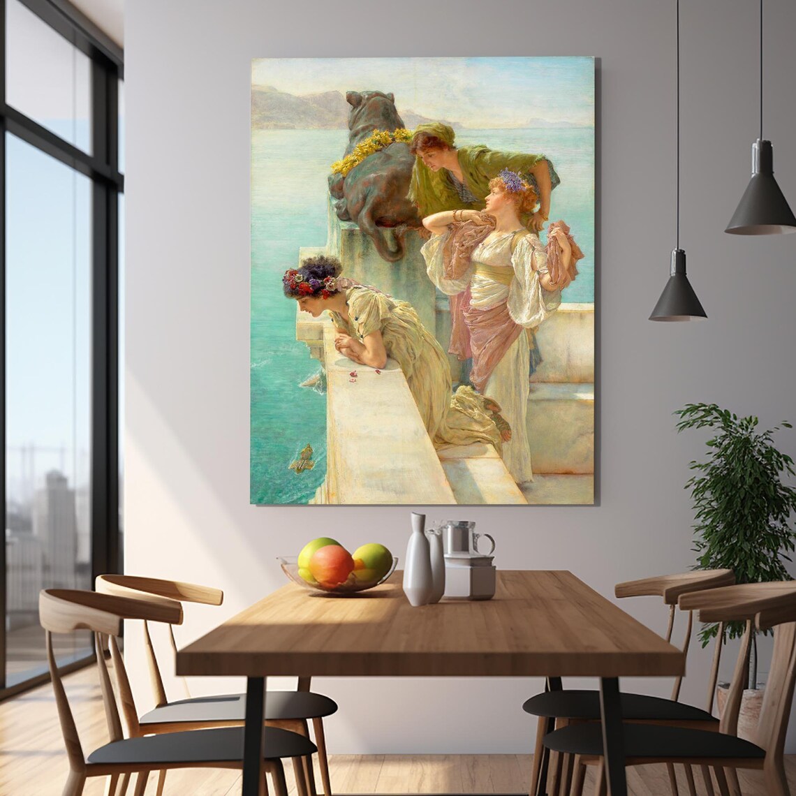 Robed Maidens Marble Terrace Overlooking Sea Victorian Painting Gallery Poster