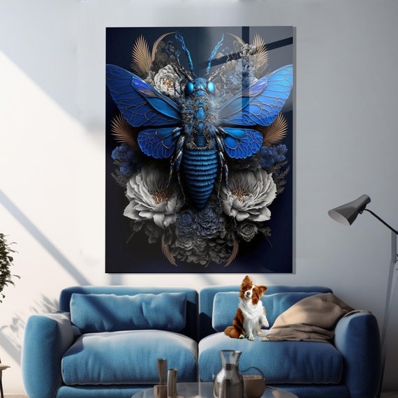 Moth Glass Art Butterfly Tempered Glass Animal Wall Art Maximalist Design Wall Decor Glass Wall Art Luxury Glass Art Women Wall Decor