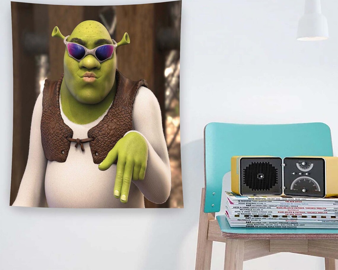 Shrek Sunglasses Funny Meme Character Cool Movie Tapestry Poster - Image 2