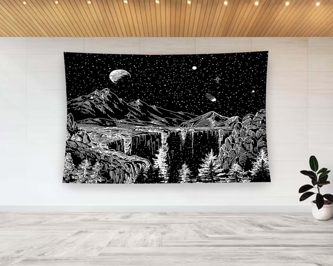 Black Tapestry Minimalist Tapestry Horror Tapestry Abstract Tapestry Gothic Tapestry View Tapestry Your Text Tapestry Custom Tapestry - Image 2