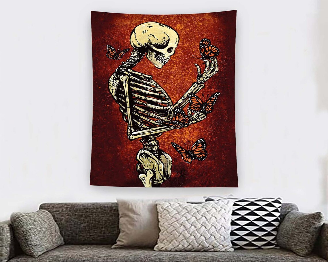 Skull Gothic Minimalist Living Room Wall Art Print