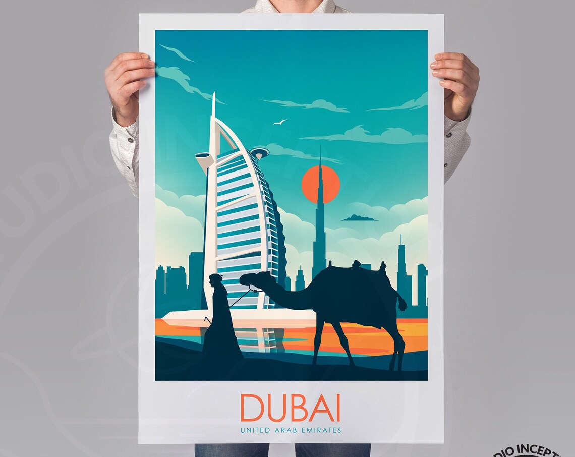 Dubai Travel Print, UAE City Poster Art Print - Image 2