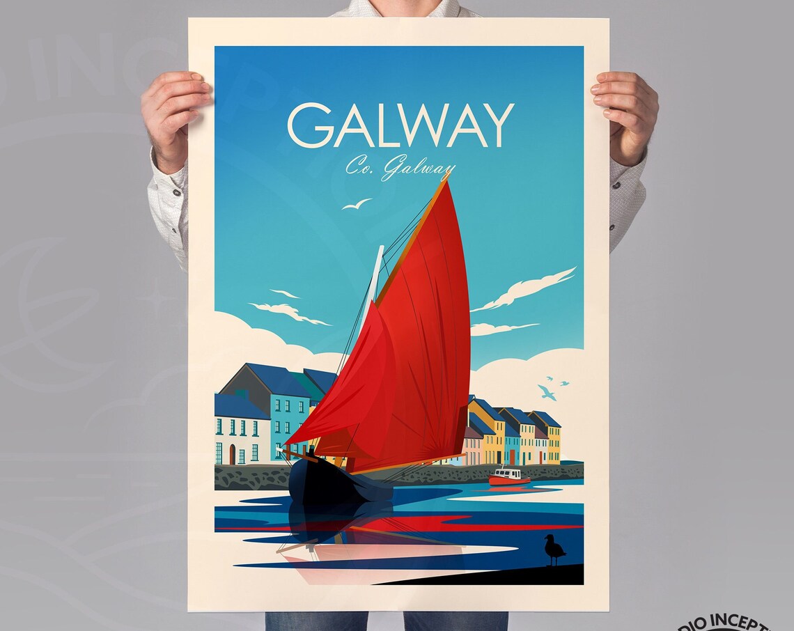 Galway Travel Poster, Irish City Art Print - Image 3