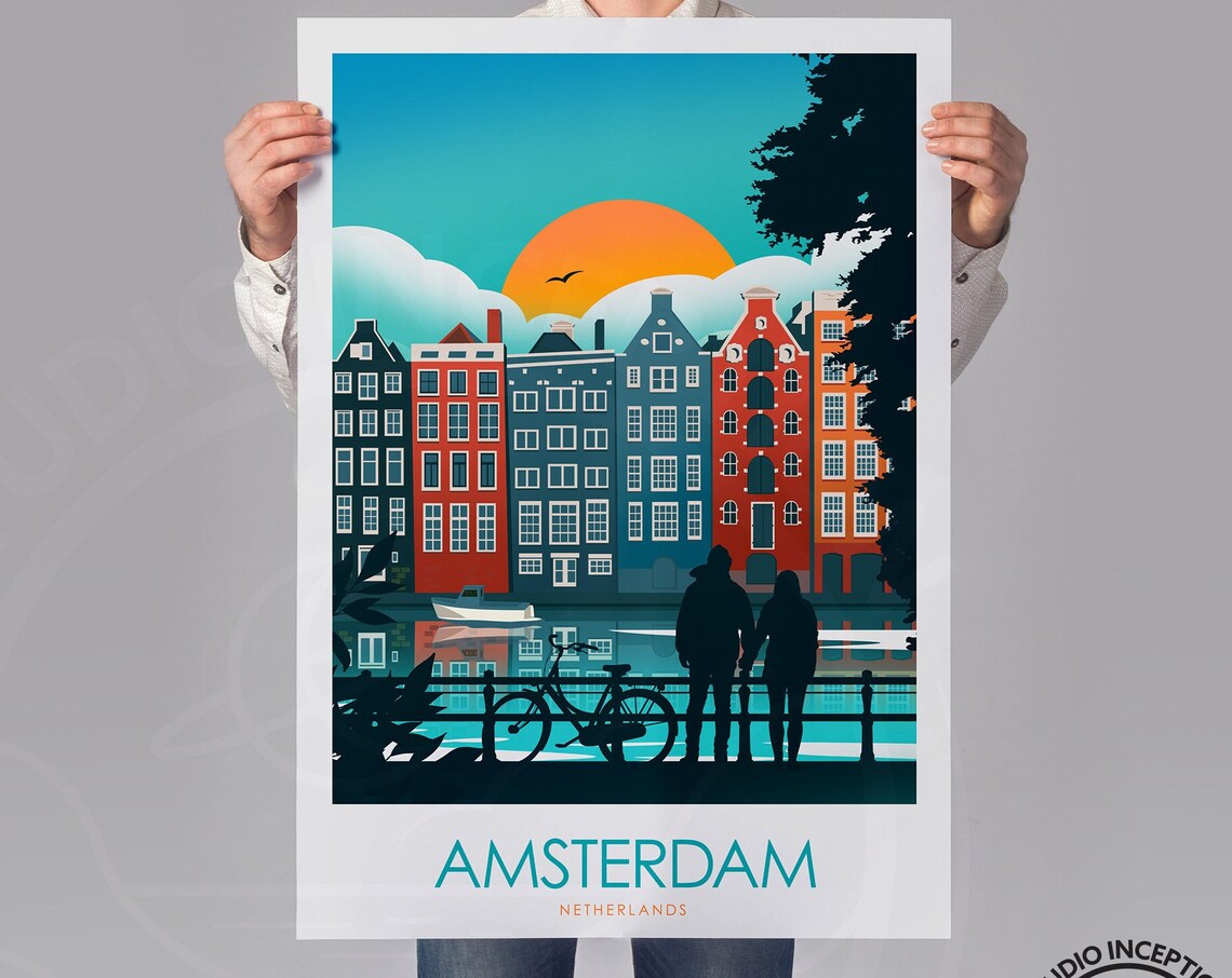 Amsterdam Travel Poster, The Netherlands City Print - Image 2