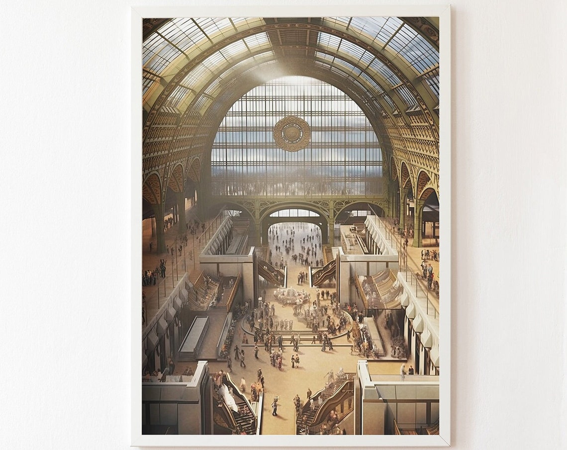 Musee d'Orsay Paris Grand Hall Glass Clock Interior Art Poster