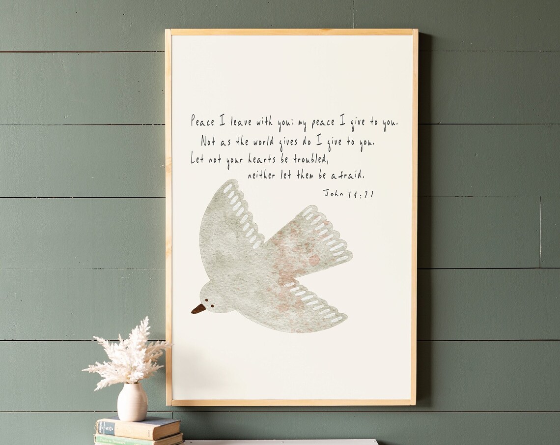 John 14:27 Kids Room Scripture Bird Art, Bible Verse Print - Image 3