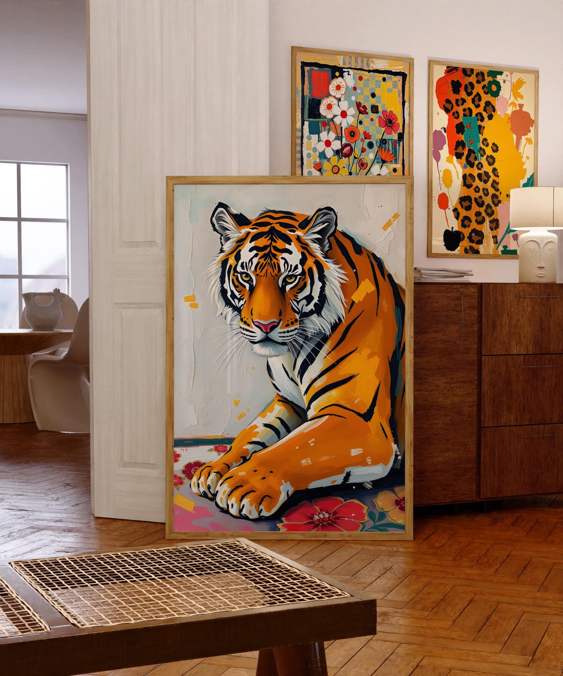 Bold Orange Tiger Portrait Vibrant Painterly Wildlife Art Poster - Image 4